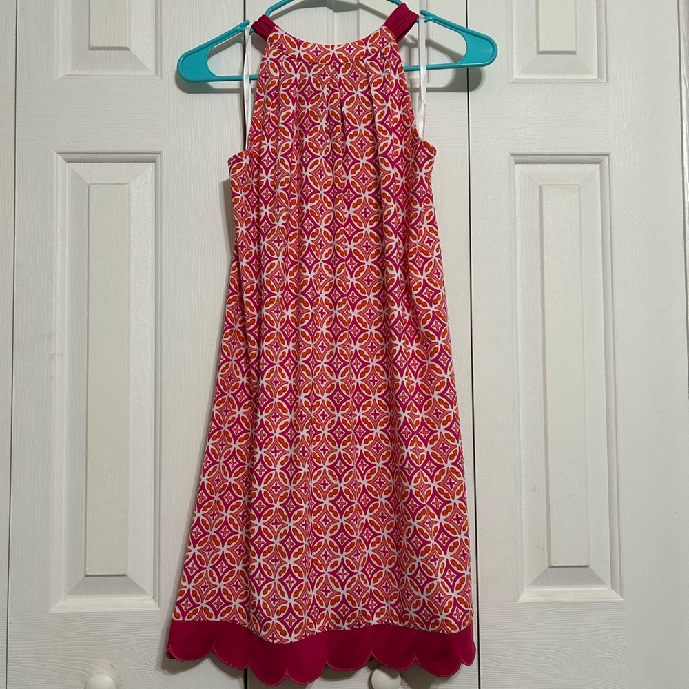 Mud Pie Pink and White Geometric Kids Dress